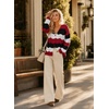 image:imageAstylish Women 2026 Knit Chevron Striped Cardigan Sweaters  Fall Outfits Open Front Long Sleeve Business Casual Button DownRed