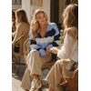 image:imageAstylish Women 2026 Knit Chevron Striped Cardigan Sweaters  Fall Outfits Open Front Long Sleeve Business Casual Button DownSky Blue