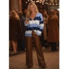 image:imageAstylish Women 2026 Knit Chevron Striped Cardigan Sweaters  Fall Outfits Open Front Long Sleeve Business Casual Button DownSky Blue