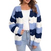image:imageAstylish Women 2026 Knit Chevron Striped Cardigan Sweaters  Fall Outfits Open Front Long Sleeve Business Casual Button DownSky Blue
