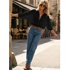 image:imageAstylish Women 2026 Loose Fit Tops Linen Cotton Button Down Shirts Blouses  Collared V Neck Roll Up Long SleeveBlack
