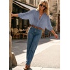 image:imageAstylish Women 2026 Loose Fit Tops Linen Cotton Button Down Shirts Blouses  Collared V Neck Roll Up Long SleeveDusk Blue