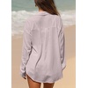 image:imageAstylish Women 2026 Loose Fit Tops Linen Cotton Button Down Shirts Blouses  Collared V Neck Roll Up Long SleeveGray