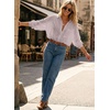 image:imageAstylish Women 2026 Loose Fit Tops Linen Cotton Button Down Shirts Blouses  Collared V Neck Roll Up Long SleeveGray