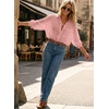 image:imageAstylish Women 2026 Loose Fit Tops Linen Cotton Button Down Shirts Blouses  Collared V Neck Roll Up Long SleeveLight Pink