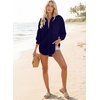 image:imageAstylish Women 2026 Loose Fit Tops Linen Cotton Button Down Shirts Blouses  Collared V Neck Roll Up Long SleeveNavy Blue