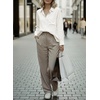image:imageAstylish Women 2026 Loose Fit Tops Linen Cotton Button Down Shirts Blouses  Collared V Neck Roll Up Long SleeveWhite