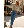 image:imageAstylish Women 2026 Loose Fit Tops Linen Cotton Button Down Shirts Blouses  Collared V Neck Roll Up Long SleeveX Khaki