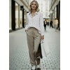 image:imageAstylish Women 2026 Loose Fit Tops Linen Cotton Button Down Shirts Blouses  Collared V Neck Roll Up Long SleeveY Black Polka Dot