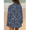 image:imageAstylish Women 2026 Loose Fit Tops Linen Cotton Button Down Shirts Blouses  Collared V Neck Roll Up Long SleeveY Blue Paisley