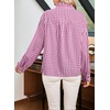 image:imageAstylish Women Gingham Plaid Long Sleeve Shirts Ruffle V Neck Tops Business Casual Blouses Trendy 2026 Fall Fashion Pink Medium