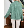 image:imageAstylish Womens Button Down Blouse Top Casual V Neck Fashion Ruffle Long Sleeve Elegant Gingham Plaid Work Blouses 2026 Fall Shirts Blackish Green Medium