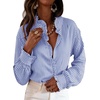 image:imageAstylish Womens Button Down Classic Stripe Shirt Casual Tops 2026 Fall Flowy Long Sleeve Ruffle V Neck Boho Vertical Thin Striped Blouses Blue Stripe XLarge