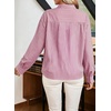 image:imageAstylish Womens Button Down Classic Stripe Shirt Casual Tops 2026 Fall Flowy Long Sleeve Ruffle V Neck Trendy Vertical Thin Stripes Blouses Red Stripe Large