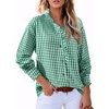 image:imageAstylish Womens Cute Button Down Blouse Top Casual V Neck Fashion Ruffle Long Sleeve Elegant Gingham Plaid Work Blouses 2025 Fall Shirts Blackish Green Small