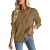 image:imageAstylish Womens Knit Open Front Button Down Hollow Out Cardigan Sweaters  Long Sleeve V Neck Lightweight Business Casual Sweater Cardigans 2026Fall Winter Going Out OutfitsKhaki