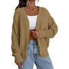 image:imageAstylish Womens Knit Open Front Button Down Hollow Out Cardigan Sweaters  Long Sleeve V Neck Lightweight Business Casual Sweater Cardigans 2026Fall Winter Going Out OutfitsKhaki