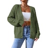 image:imageAstylish Womens Knit Open Front Button Down Hollow Out Cardigan Sweaters  Long Sleeve V Neck Lightweight Business Casual Sweater Cardigans 2026Fall Winter Going Out OutfitsGreen