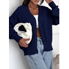 image:imageAstylish Womens Knit Open Front Button Down Hollow Out Cardigan Sweaters  Long Sleeve V Neck Lightweight Business Casual Sweater Cardigans 2026Fall Winter Going Out OutfitsSail Blue