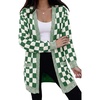 image:imageAstylish Women 2026 Checkered Knit Cardigan Sweaters with Pockets  Open Front Drop Shoulder Long Sleeve 2026 Fall Outfits Business Casual Outwear CoatsBlackish Green