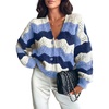 image:imageAstylish Women 2026 Knit Chevron Striped Cardigan Sweaters  Fall Outfits Open Front Long Sleeve Business Casual Button DownSky Blue