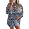 image:imageAstylish Women 2026 Loose Fit Tops Linen Cotton Button Down Shirts Blouses  Collared V Neck Roll Up Long SleeveY Blue Paisley