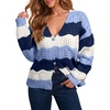 image:imageAstylish Women 2026 Open Front Long Sleeve Fall Outfits Button Down Knit Chevron Striped Cardigan SweatersSky Blue