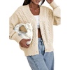 image:imageAstylish Womens Knit Open Front Button Down Hollow Out Cardigan Sweaters  Long Sleeve V Neck Lightweight Business Casual Sweater Cardigans 2026Fall Winter Going Out OutfitsBeige
