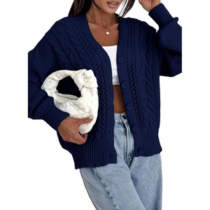 image:imageAstylish Womens Knit Open Front Button Down Hollow Out Cardigan Sweaters  Long Sleeve V Neck Lightweight Business Casual Sweater Cardigans 2026Fall Winter Going Out OutfitsSail Blue
