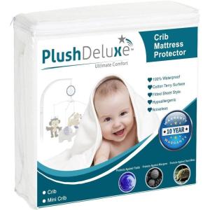 imagePlushDeluxe Mini Crib Size Waterproof Mattress Protector Breathable Soft Cotton Terry Surface Mini CribCrib  28X 52