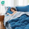 imageMUXHOMO 7 Pieces Queen Comforter Set Reversible Bed in a Bag Queen Size All Season Bedding Set with Comforter Flat Sheet Fitted Sheet Pillowcases ampamp Shams Red ampamp BlackTealLake Blue