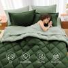 imageMUXHOMO 7 Pieces Queen Comforter Set Reversible Bed in a Bag Queen Size All Season Bedding Set with Comforter Flat Sheet Fitted Sheet Pillowcases ampamp Shams Red ampamp BlackDark GreenLight Green