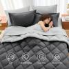 imageMUXHOMO 7 Pieces Queen Comforter Set Reversible Bed in a Bag Queen Size All Season Bedding Set with Comforter Flat Sheet Fitted Sheet Pillowcases ampamp Shams Red ampamp BlackDark GreyLight Grey