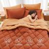imageMUXHOMO 7 Pieces Queen Comforter Set Reversible Bed in a Bag Queen Size All Season Bedding Set with Comforter Flat Sheet Fitted Sheet Pillowcases ampamp Shams Red ampamp BlackBurnt OrangeCamel
