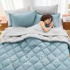 imageMUXHOMO 7 Pieces Queen Comforter Set Reversible Bed in a Bag Queen Size All Season Bedding Set with Comforter Flat Sheet Fitted Sheet Pillowcases ampamp Shams Red ampamp BlackGreyish BlueLight Grey