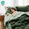 imageMUXHOMO 7 Pieces Queen Comforter Set Reversible Bed in a Bag Queen Size All Season Bedding Set with Comforter Flat Sheet Fitted Sheet Pillowcases ampamp Shams Red ampamp BlackDark GreenLight Green