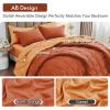 imageMUXHOMO 7 Pieces Queen Comforter Set Reversible Bed in a Bag Queen Size All Season Bedding Set with Comforter Flat Sheet Fitted Sheet Pillowcases ampamp Shams Red ampamp BlackBurnt OrangeCamel