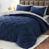 imageMUXHOMO 7 Pieces Queen Comforter Set Reversible Bed in a Bag Queen Size All Season Bedding Set with Comforter Flat Sheet Fitted Sheet Pillowcases ampamp Shams Red ampamp BlackNavyLight Grey