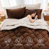 imageMUXHOMO 7 Pieces Queen Comforter Set Reversible Bed in a Bag Queen Size All Season Bedding Set with Comforter Flat Sheet Fitted Sheet Pillowcases ampamp Shams Red ampamp BlackBrownKhaki