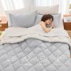 imageMUXHOMO 7 Pieces Queen Comforter Set Reversible Bed in a Bag Queen Size All Season Bedding Set with Comforter Flat Sheet Fitted Sheet Pillowcases ampamp Shams Red ampamp BlackLight GreyBeige