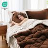 imageMUXHOMO 7 Pieces Queen Comforter Set Reversible Bed in a Bag Queen Size All Season Bedding Set with Comforter Flat Sheet Fitted Sheet Pillowcases ampamp Shams Red ampamp BlackBrownKhaki