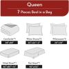 imageMUXHOMO 7 Pieces Queen Comforter Set Reversible Bed in a Bag Queen Size All Season Bedding Set with Comforter Flat Sheet Fitted Sheet Pillowcases ampamp Shams Red ampamp BlackGreyish BlueLight Grey