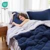 imageMUXHOMO 7 Pieces Queen Comforter Set Reversible Bed in a Bag Queen Size All Season Bedding Set with Comforter Flat Sheet Fitted Sheet Pillowcases ampamp Shams Red ampamp BlackNavyLight Grey