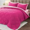 imageMUXHOMO 7 Pieces Queen Comforter Set Reversible Bed in a Bag Queen Size All Season Bedding Set with Comforter Flat Sheet Fitted Sheet Pillowcases ampamp Shams Red ampamp BlackHot PinkBaby Pink