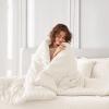 imageMUXHOMO 7 Pieces Queen Comforter Set Seersucker Bed in a Bag Queen Size All Season Luxury Bedding Set with Comforter Flat Sheet Fitted Sheet Pillowcases ampamp Shams BeigeIvory