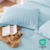imageMUXHOMO 7 Pieces Queen Comforter Set Seersucker Bed in a Bag Queen Size All Season Luxury Bedding Set with Comforter Flat Sheet Fitted Sheet Pillowcases ampamp Shams BeigeLake Blue