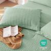 imageMUXHOMO 7 Pieces Queen Comforter Set Seersucker Bed in a Bag Queen Size All Season Luxury Bedding Set with Comforter Flat Sheet Fitted Sheet Pillowcases ampamp Shams BeigeSage Green