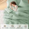 imageMUXHOMO 7 Pieces Queen Comforter Set Seersucker Bed in a Bag Queen Size All Season Luxury Bedding Set with Comforter Flat Sheet Fitted Sheet Pillowcases ampamp Shams BeigeSage Green