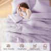 imageMUXHOMO 7 Pieces Queen Comforter Set Seersucker Bed in a Bag Queen Size All Season Luxury Bedding Set with Comforter Flat Sheet Fitted Sheet Pillowcases ampamp Shams BeigeLavender