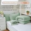 imageMUXHOMO 7 Pieces Queen Comforter Set Seersucker Bed in a Bag Queen Size All Season Luxury Bedding Set with Comforter Flat Sheet Fitted Sheet Pillowcases ampamp Shams BeigeSage Green